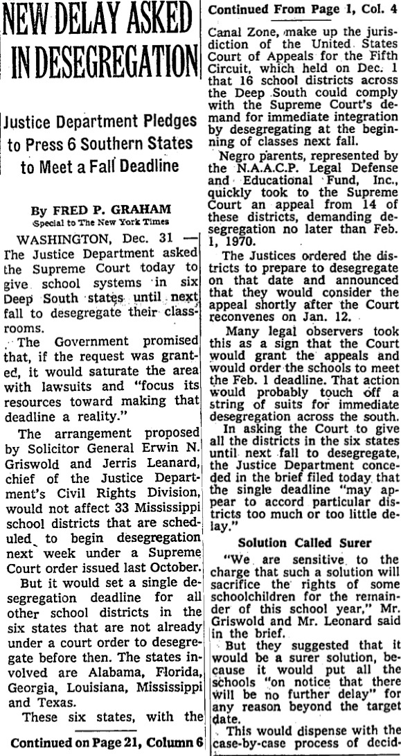 click to see item New Delay Asked in Desegregation