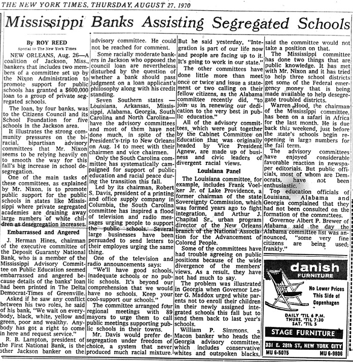 click to see item Mississippi Banks Assisting Segregated Schools